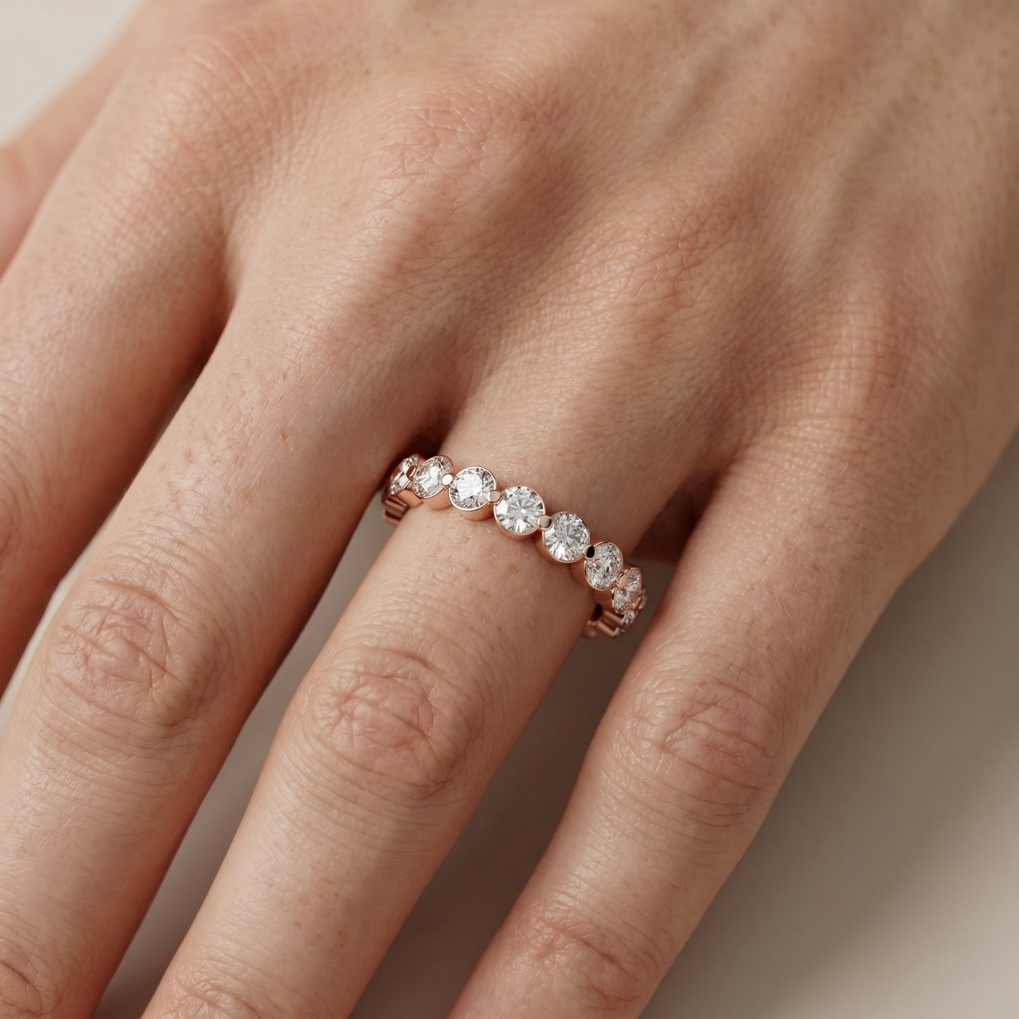 Round Cut Lab Grown Diamond Ring in Rose Gold