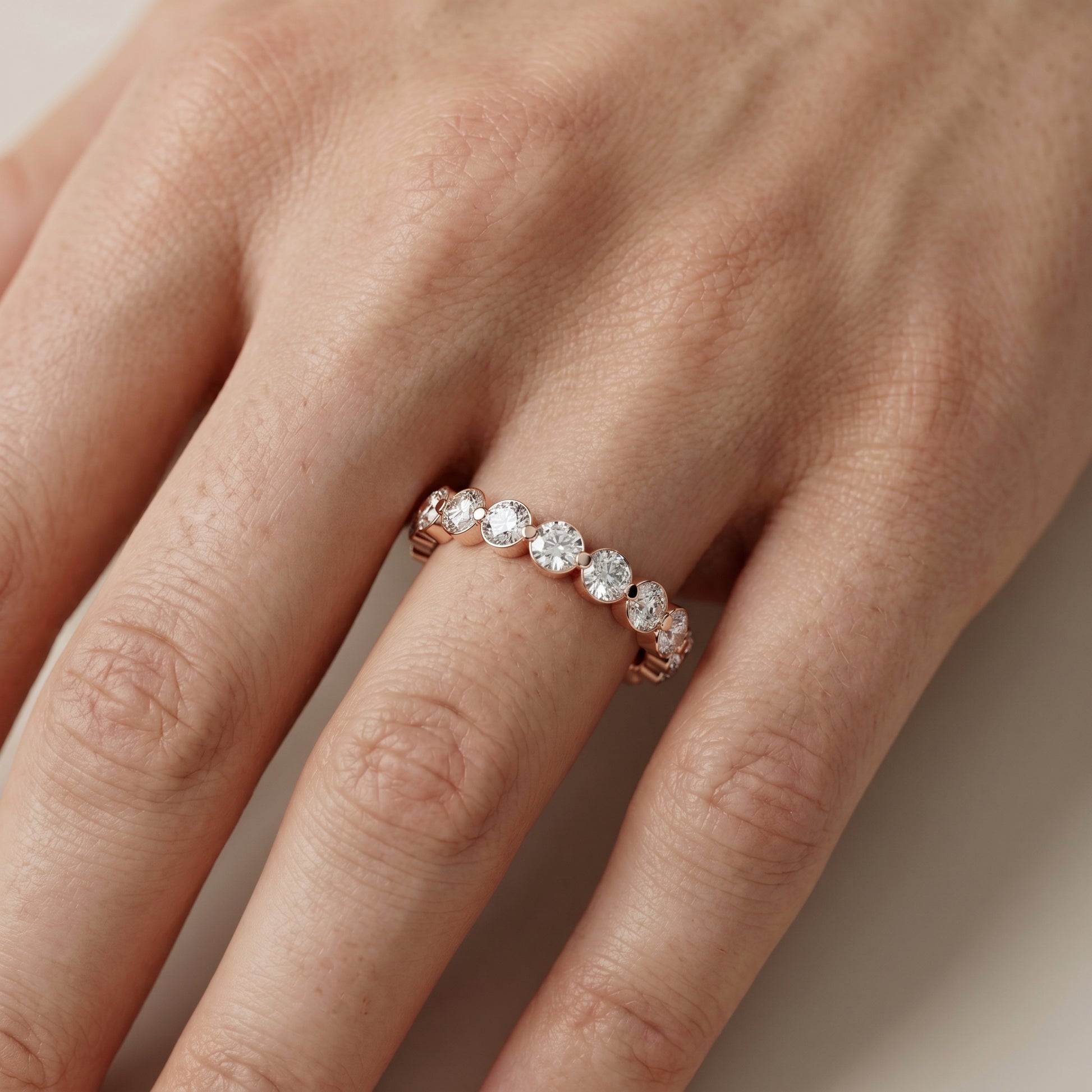 Round Cut Lab Grown Diamond Ring in Rose Gold