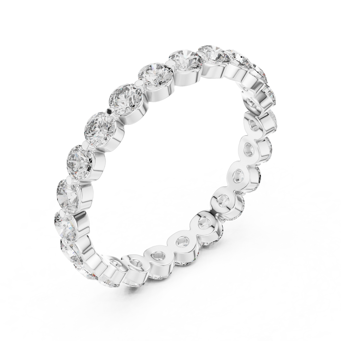 Round Cut Lab Grown Diamond Ring in White Gold