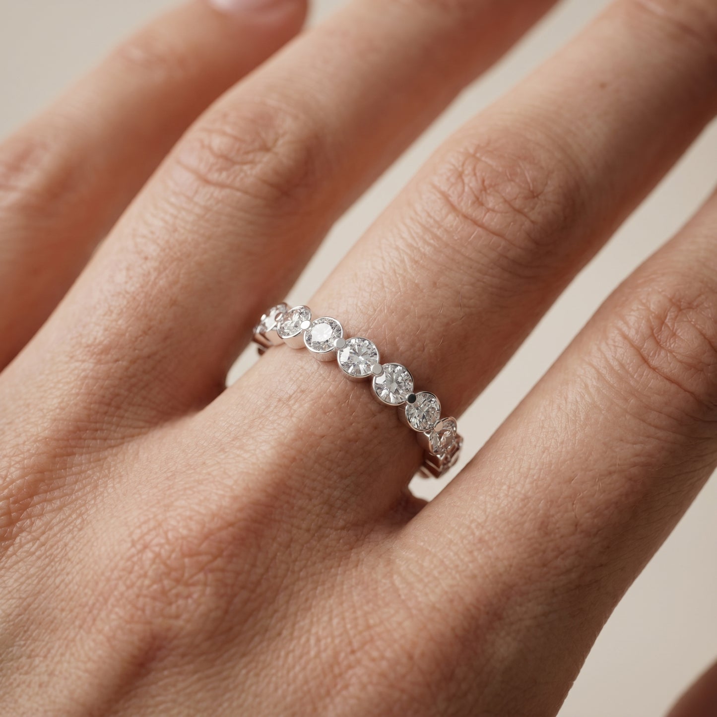 Round Cut Lab Grown Diamond Ring in White Gold