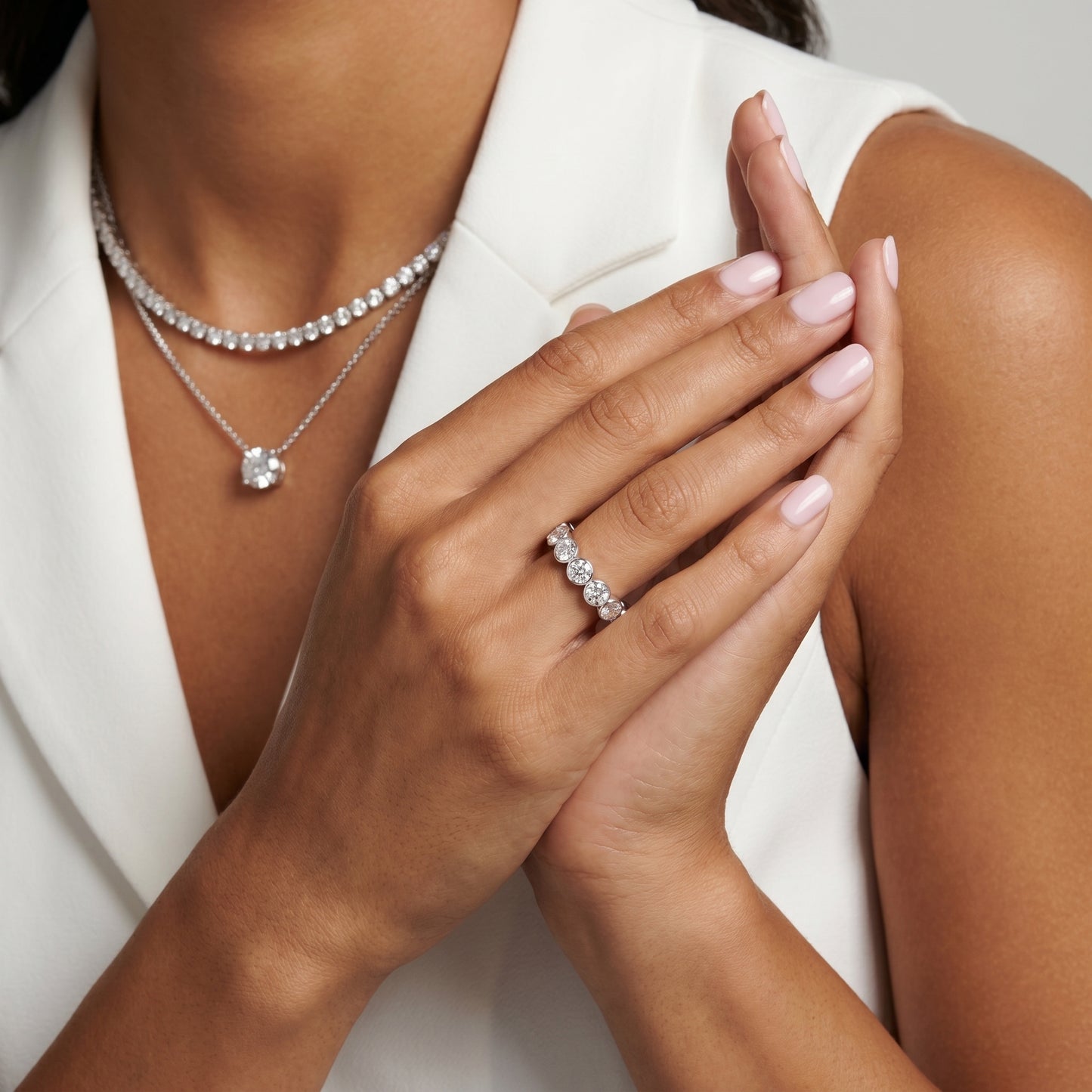 Round Cut Lab Grown Diamond Ring in White Gold