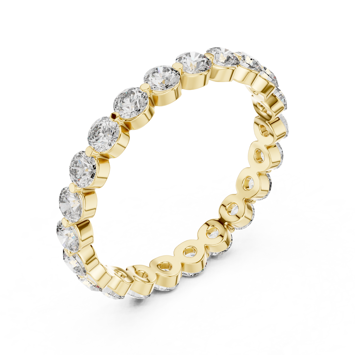 Round Cut Lab Grown Diamond Ring in Yellow Gold