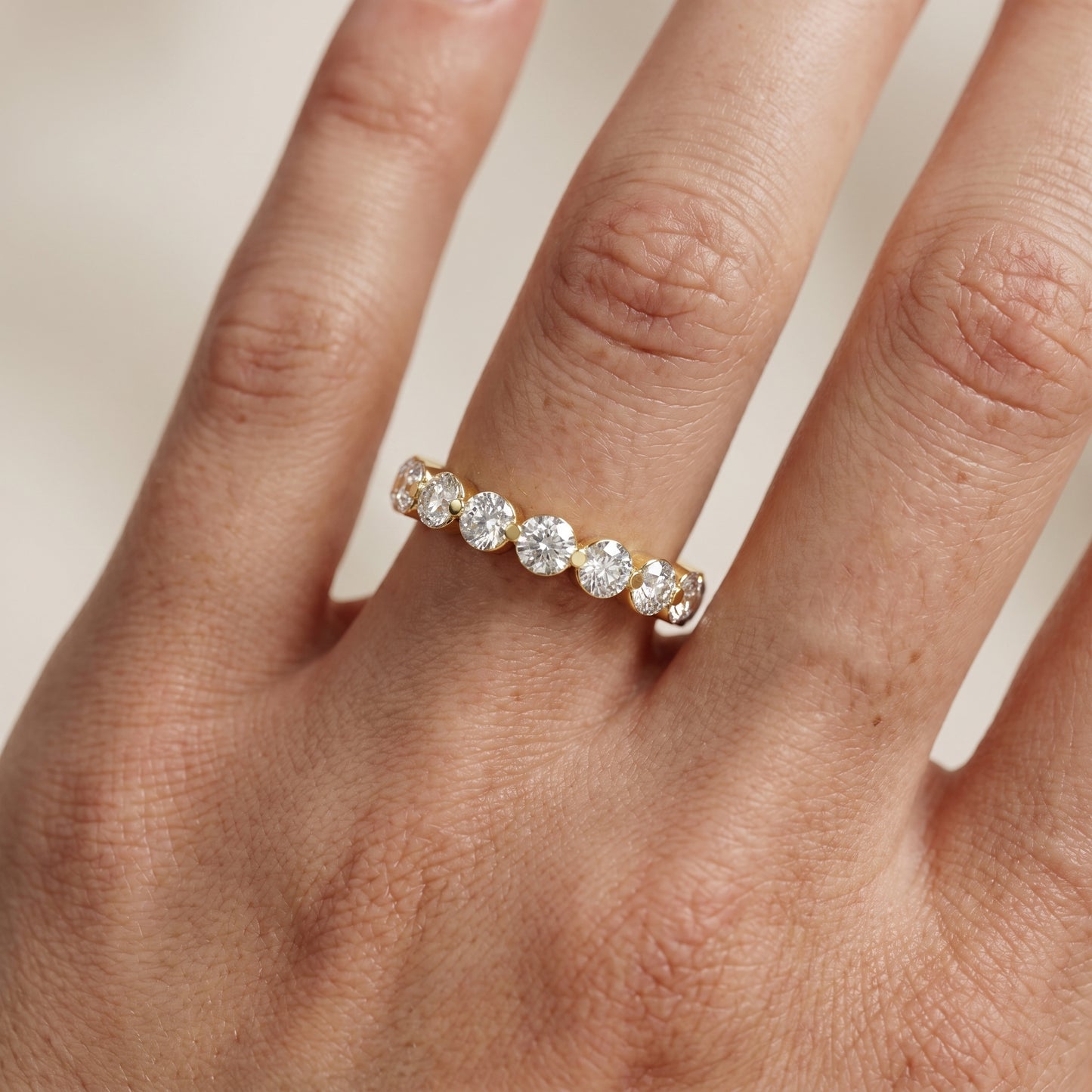 Round Cut Lab Grown Diamond Ring in Yellow Gold