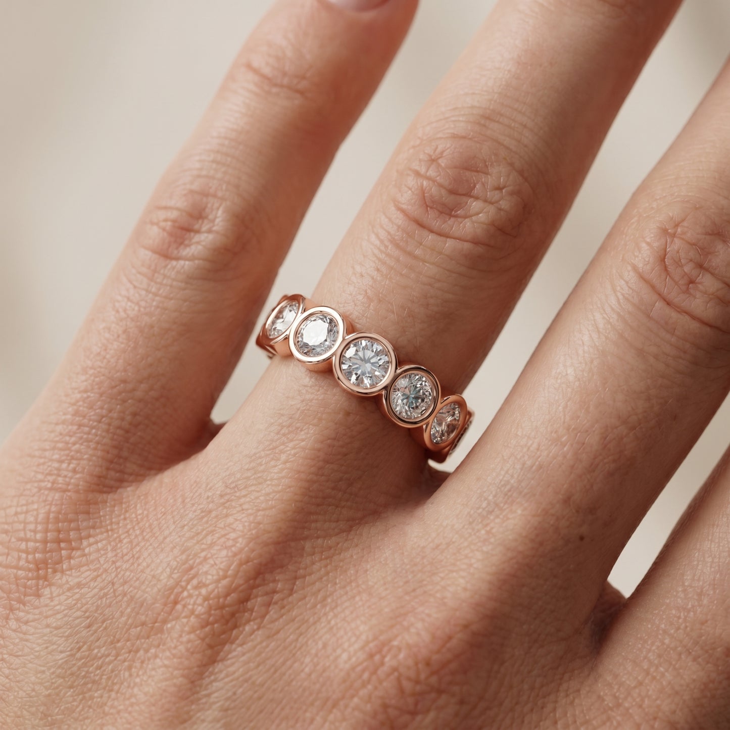 Round Cut Lab Grown Diamond Ring in Rose Gold