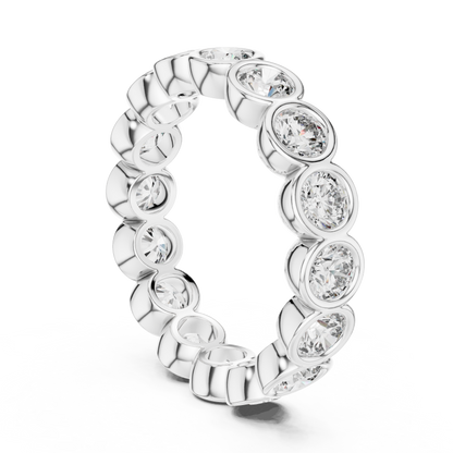 Round Cut Lab Grown Diamond Ring in Silver