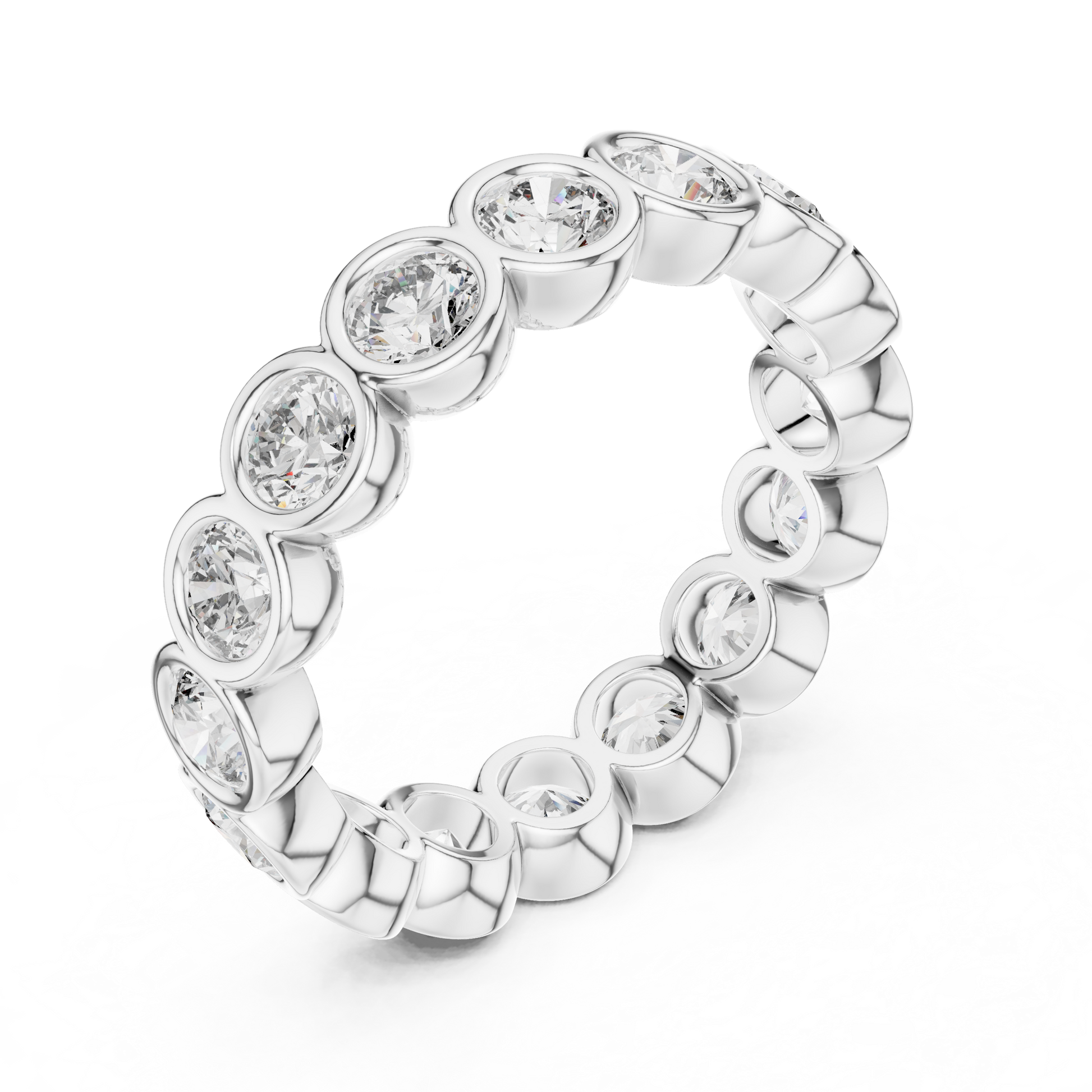 Round Cut Lab Grown Diamond Ring in White Gold