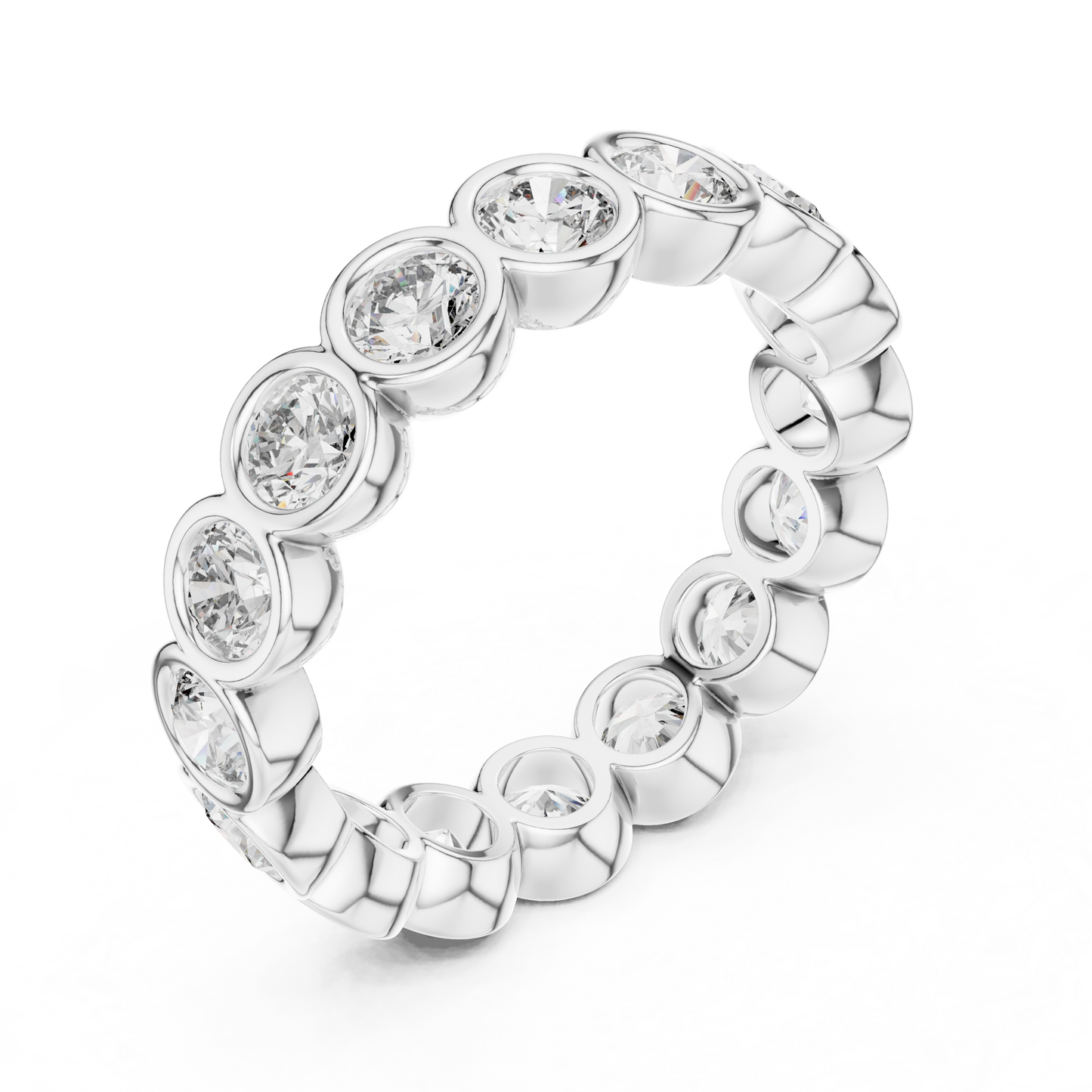 Round Cut Lab Grown Diamond Ring in Silver