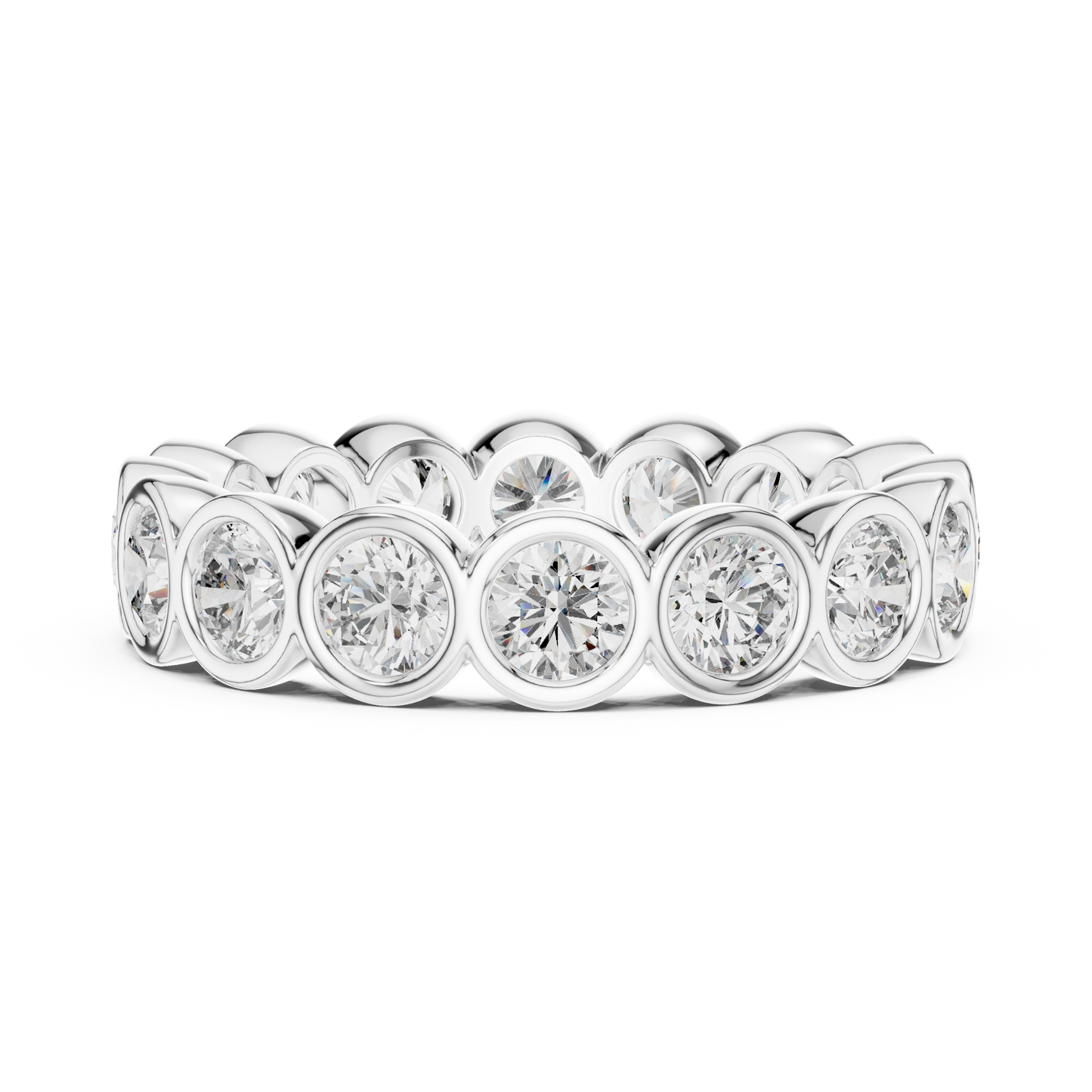 Round Cut Lab Grown Diamond Ring in Silver