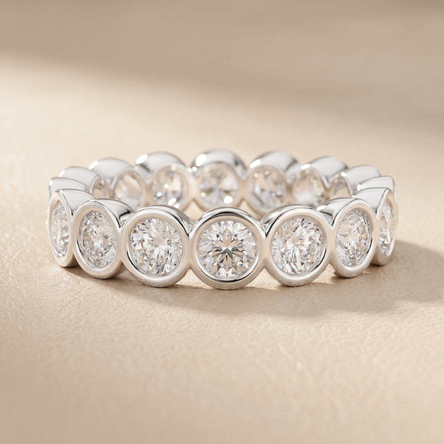 Round Cut Lab Grown Diamond Ring in Silver