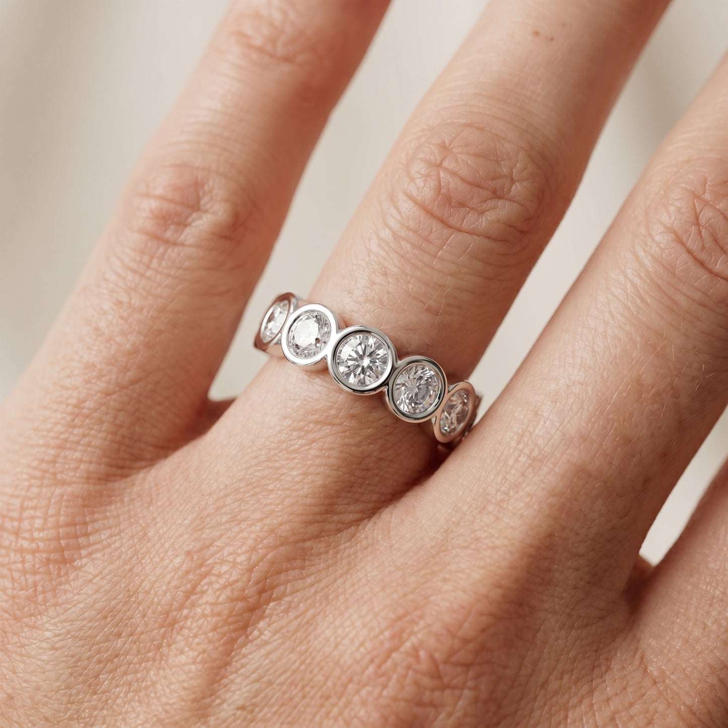 Round Cut Lab Grown Diamond Ring in White Gold