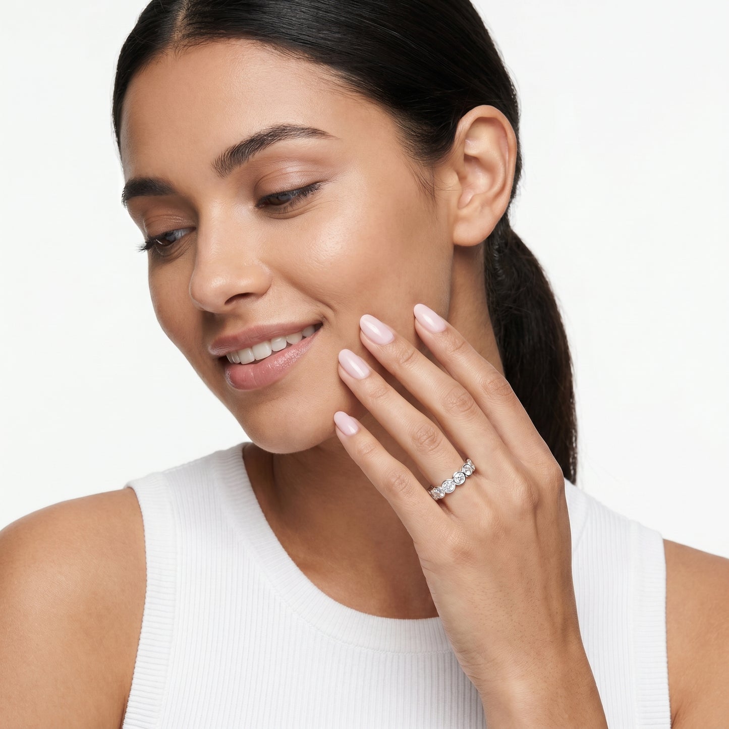Round Cut Lab Grown Diamond Ring in Platinum