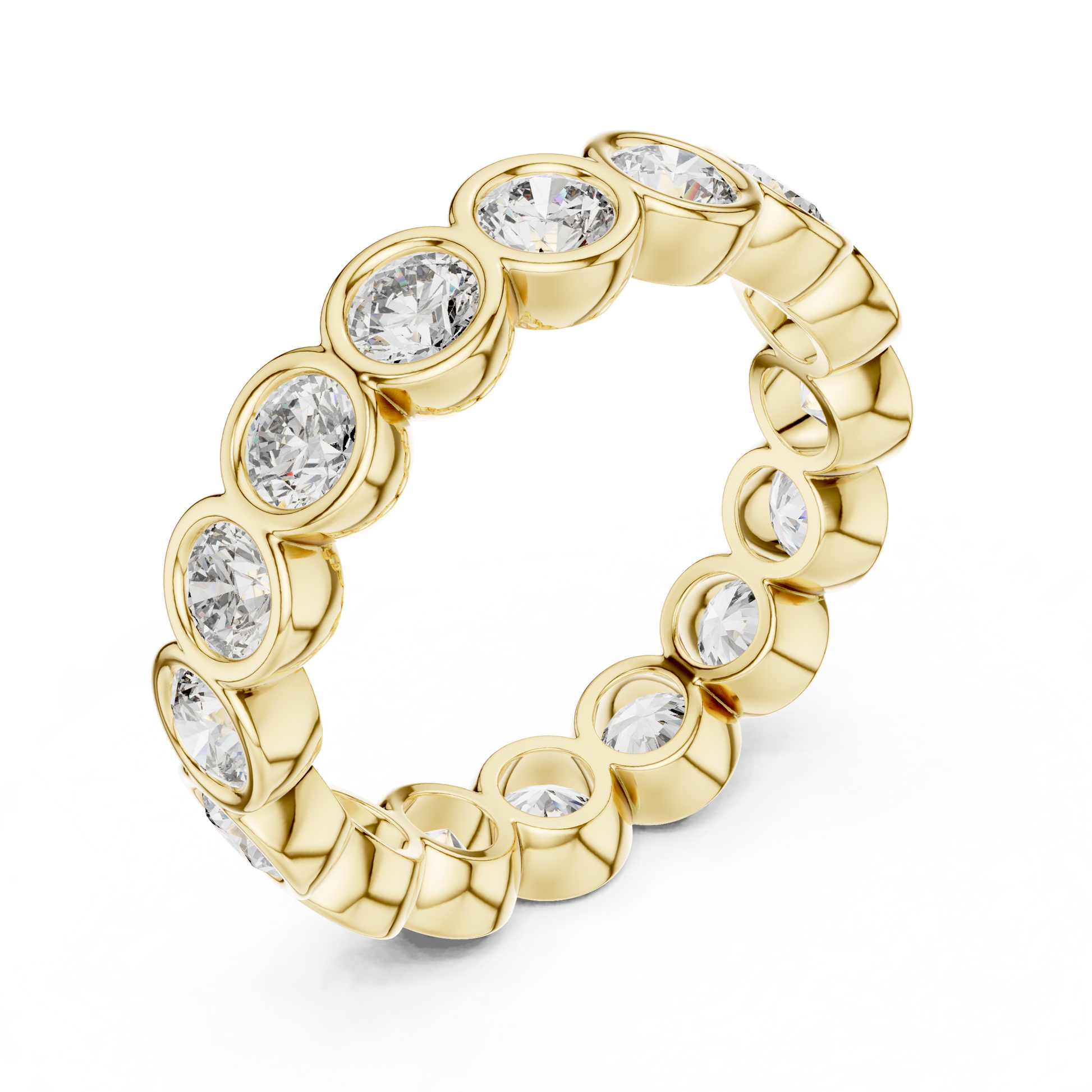 Round Cut Lab Grown Diamond Ring in Yellow Gold