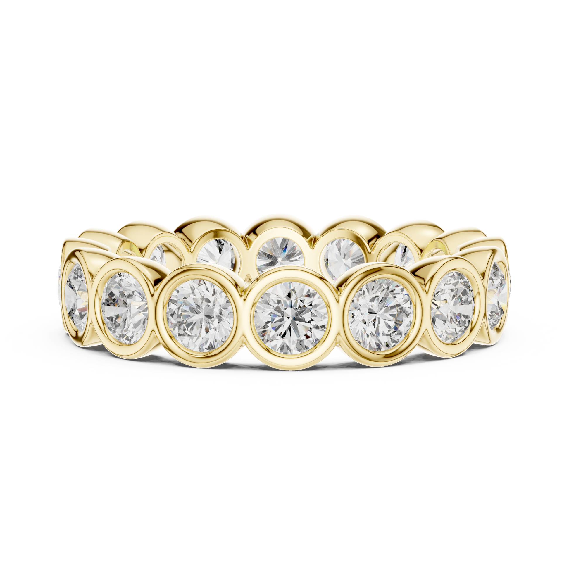 Round Cut Lab Grown Diamond Ring in Yellow Gold