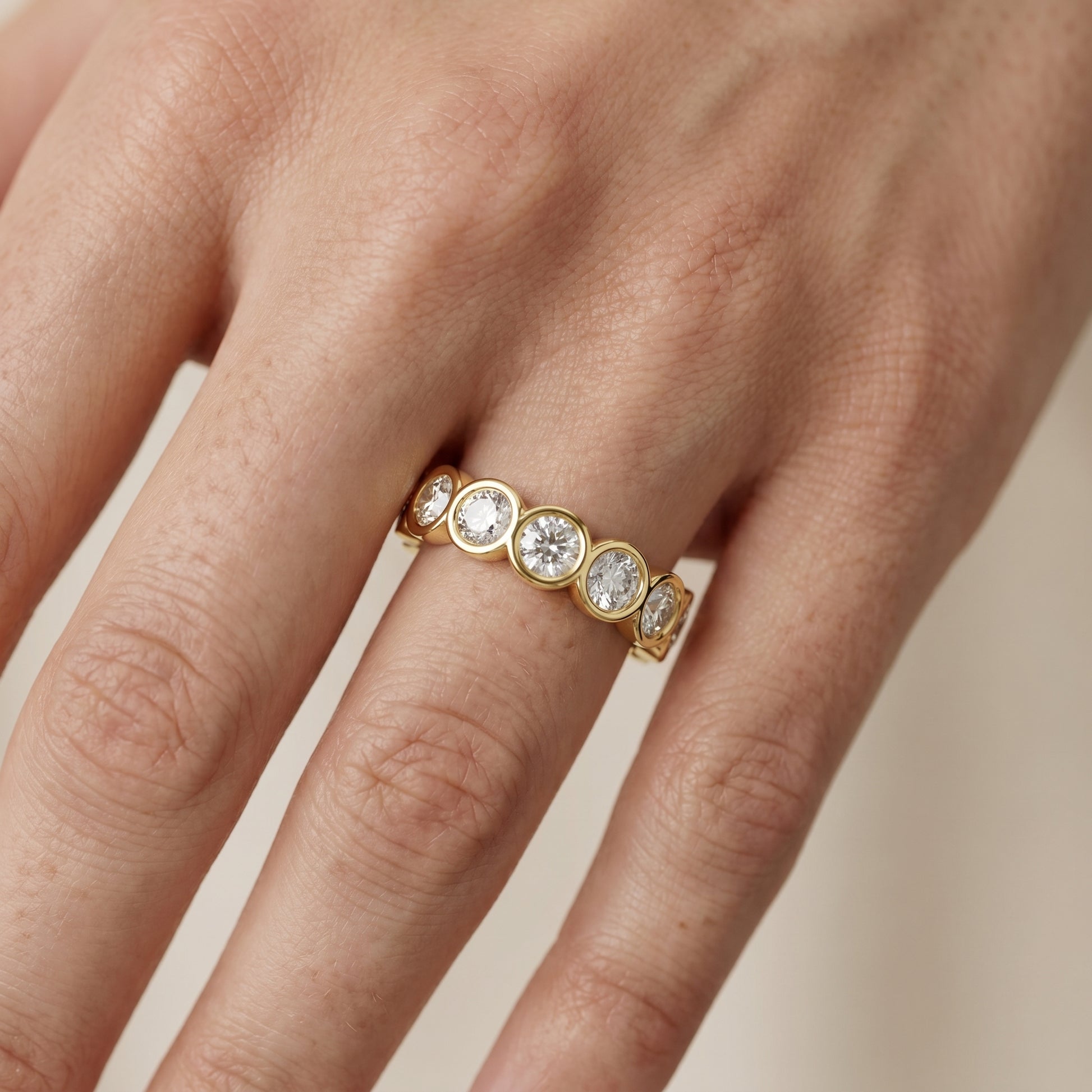 Round Cut Lab Grown Diamond Ring in Yellow Gold