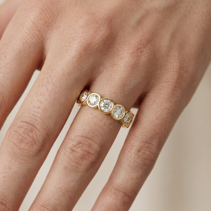 Round Cut Lab Grown Diamond Ring in Yellow Gold