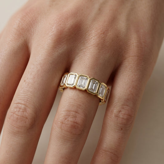 Radiant Cut Lab Grown Diamond Ring in Yellow Gold