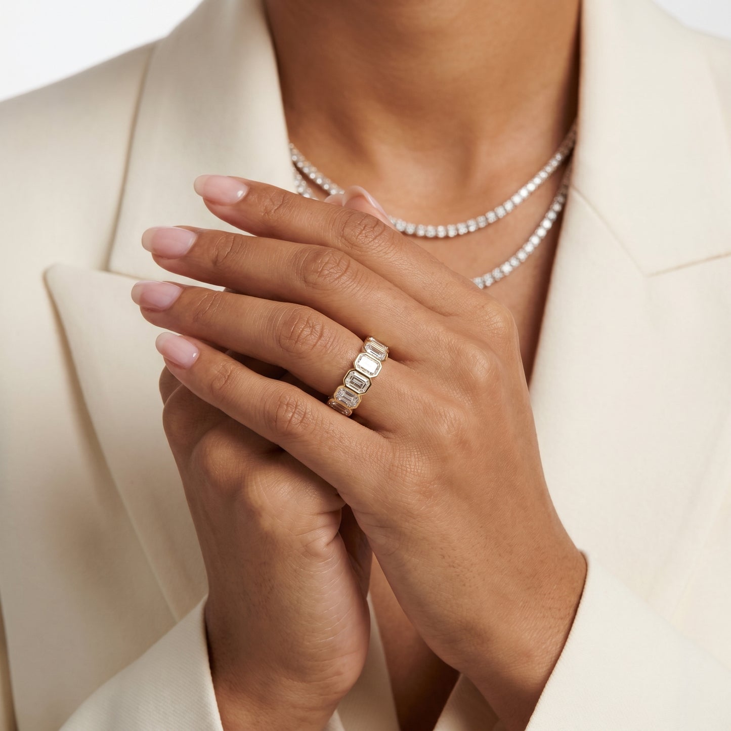 Radiant Cut Lab Grown Diamond Ring in Yellow Gold