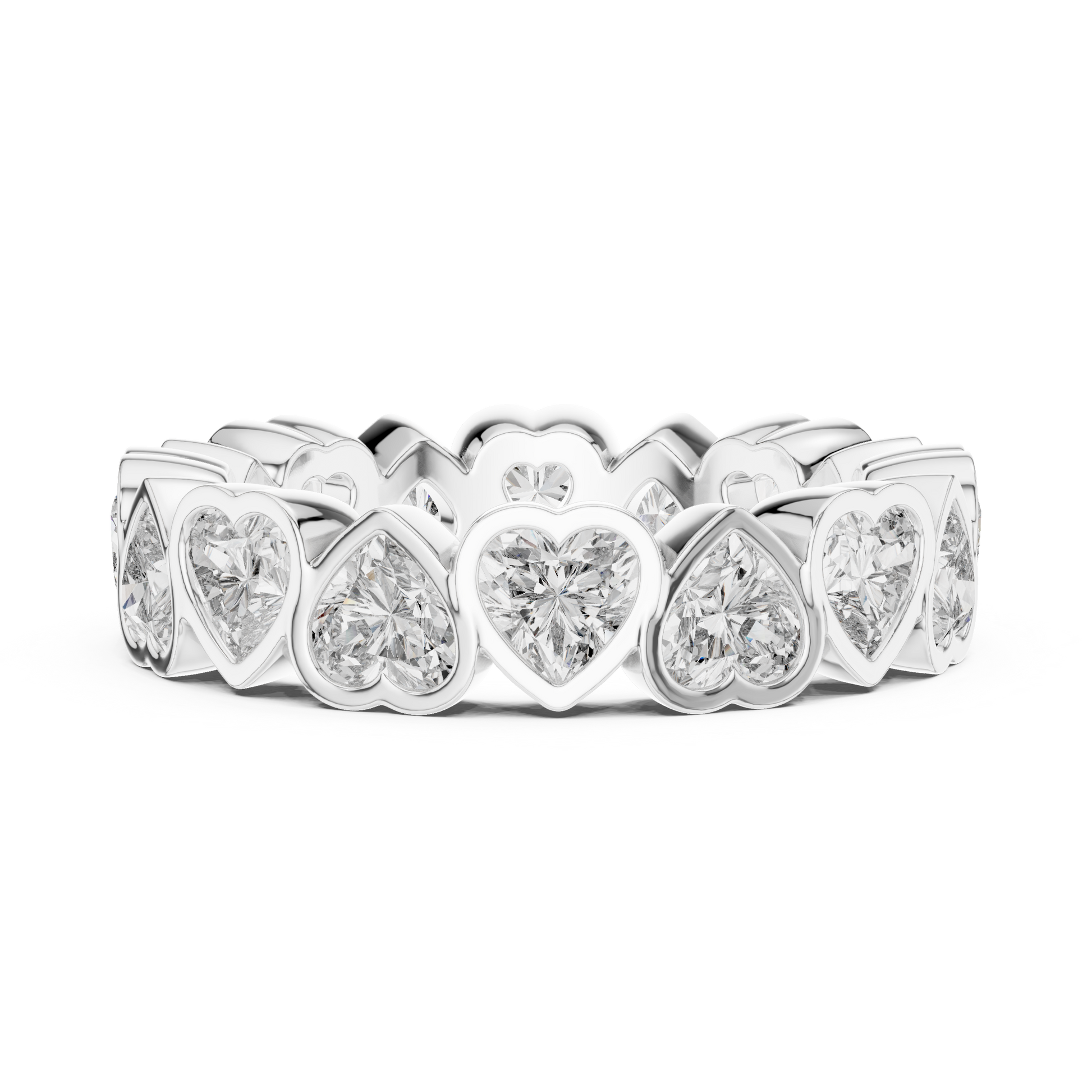 Heart Cut Lab Grown Diamond Ring in Silver