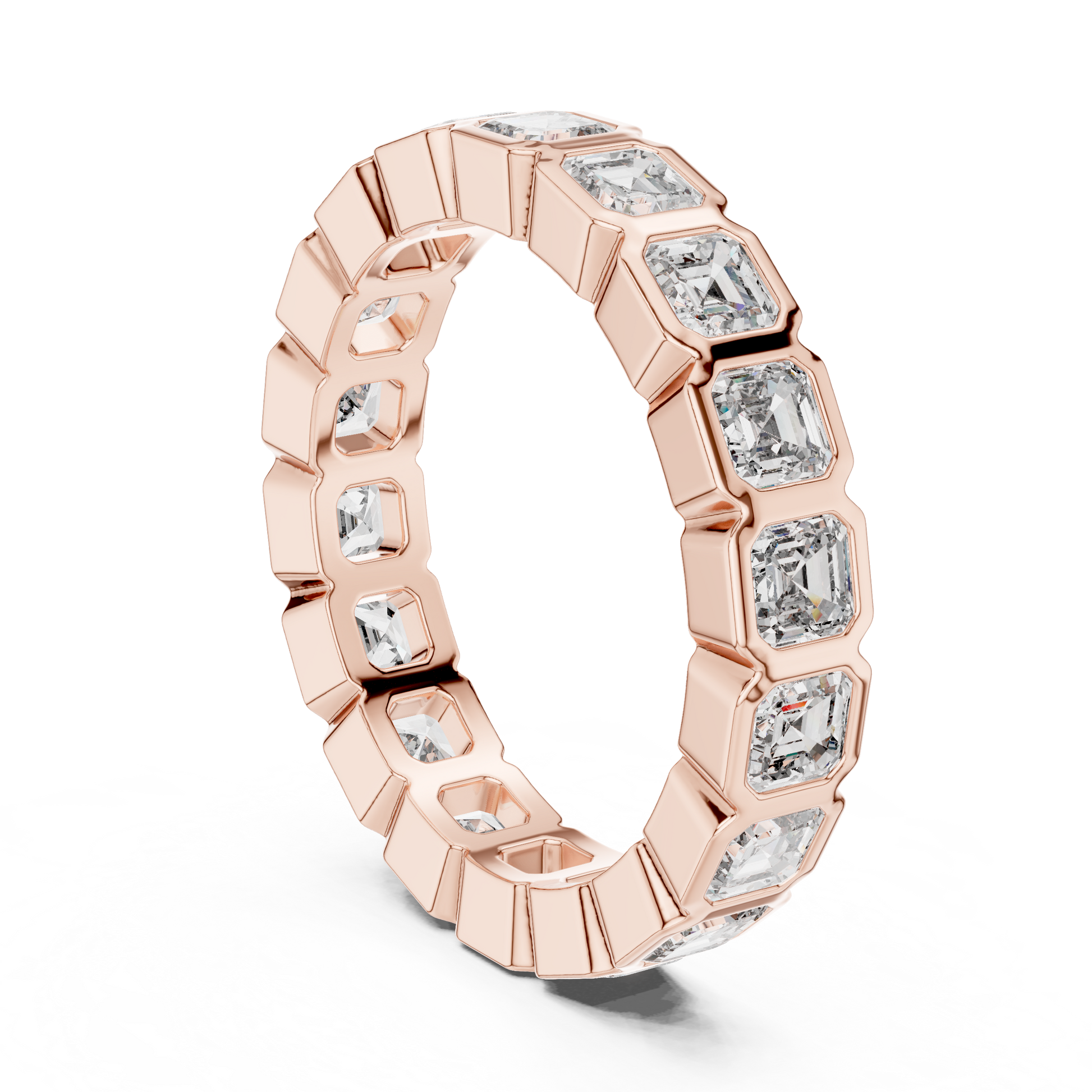 Asscher Cut Lab Grown Diamond Ring in Rose Gold