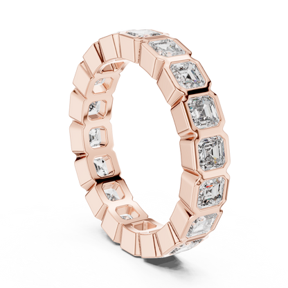 Asscher Cut Lab Grown Diamond Ring in Rose Gold