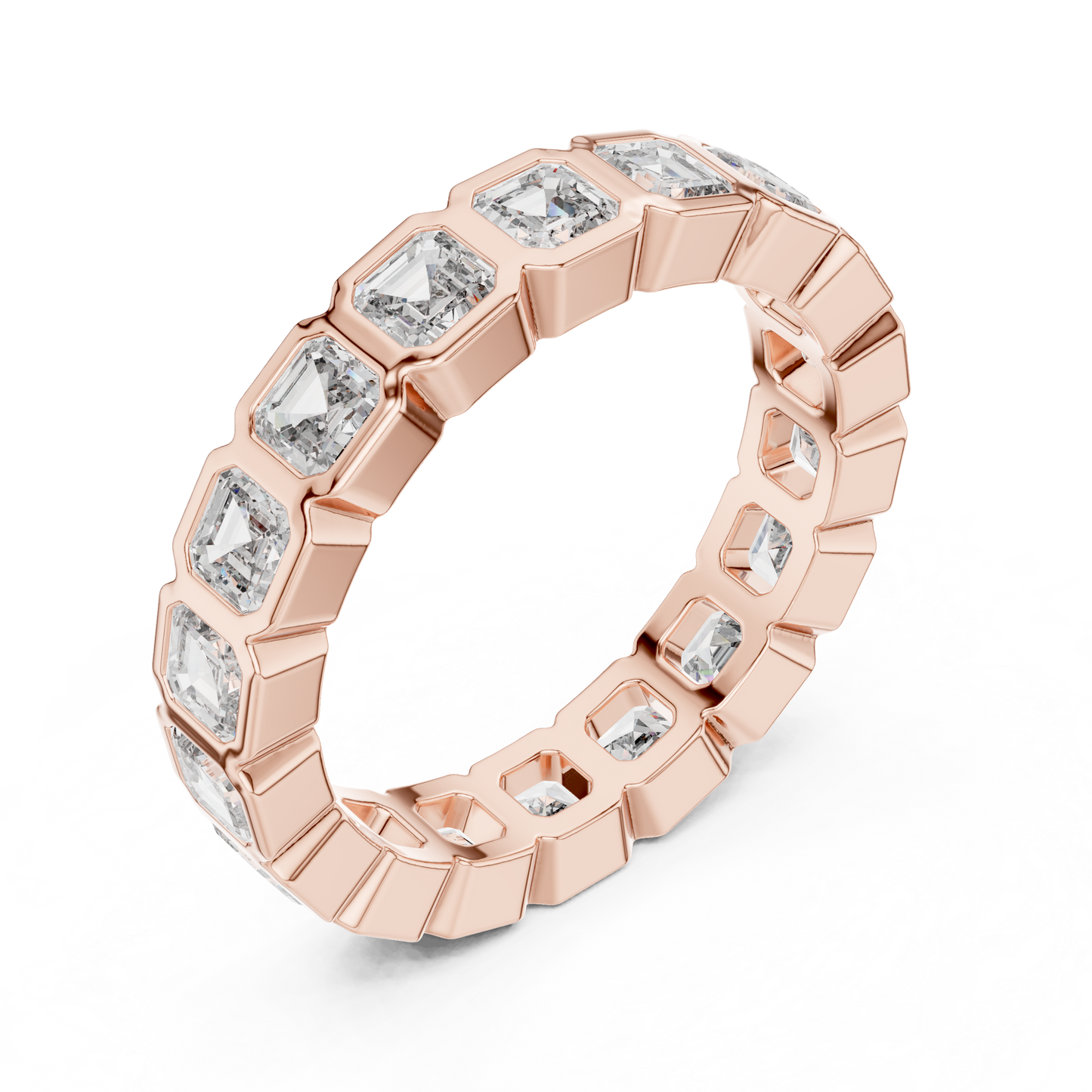 Asscher Cut Lab Grown Diamond Ring in Rose Gold