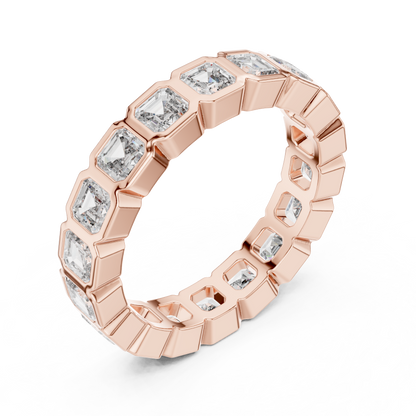Asscher Cut Lab Grown Diamond Ring in Rose Gold