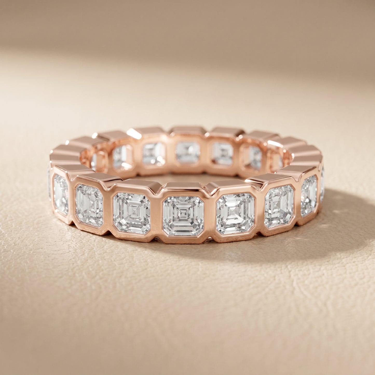 Asscher Cut Lab Grown Diamond Ring in Rose Gold