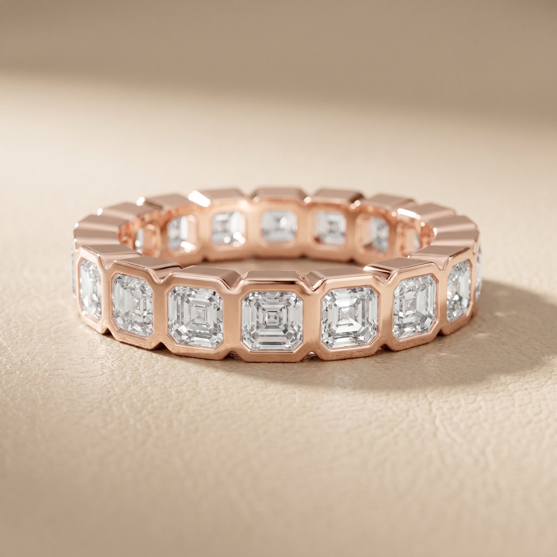 Asscher Cut Lab Grown Diamond Ring in Rose Gold