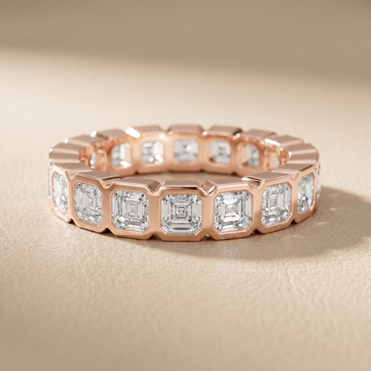 Asscher Cut Lab Grown Diamond Ring in Rose Gold