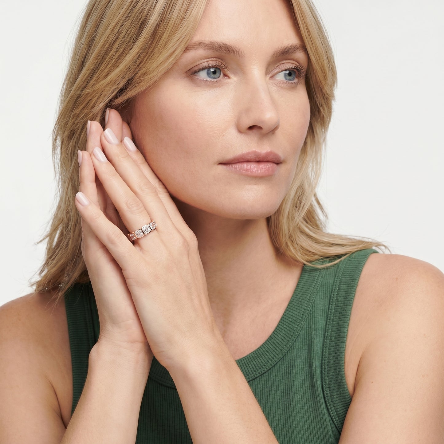 Asscher Cut Lab Grown Diamond Ring in Rose Gold