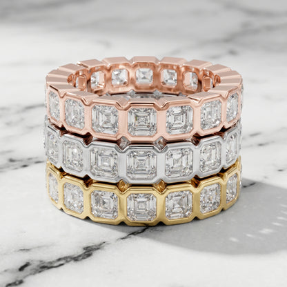 Asscher Cut Lab Grown Diamond Ring in Silver