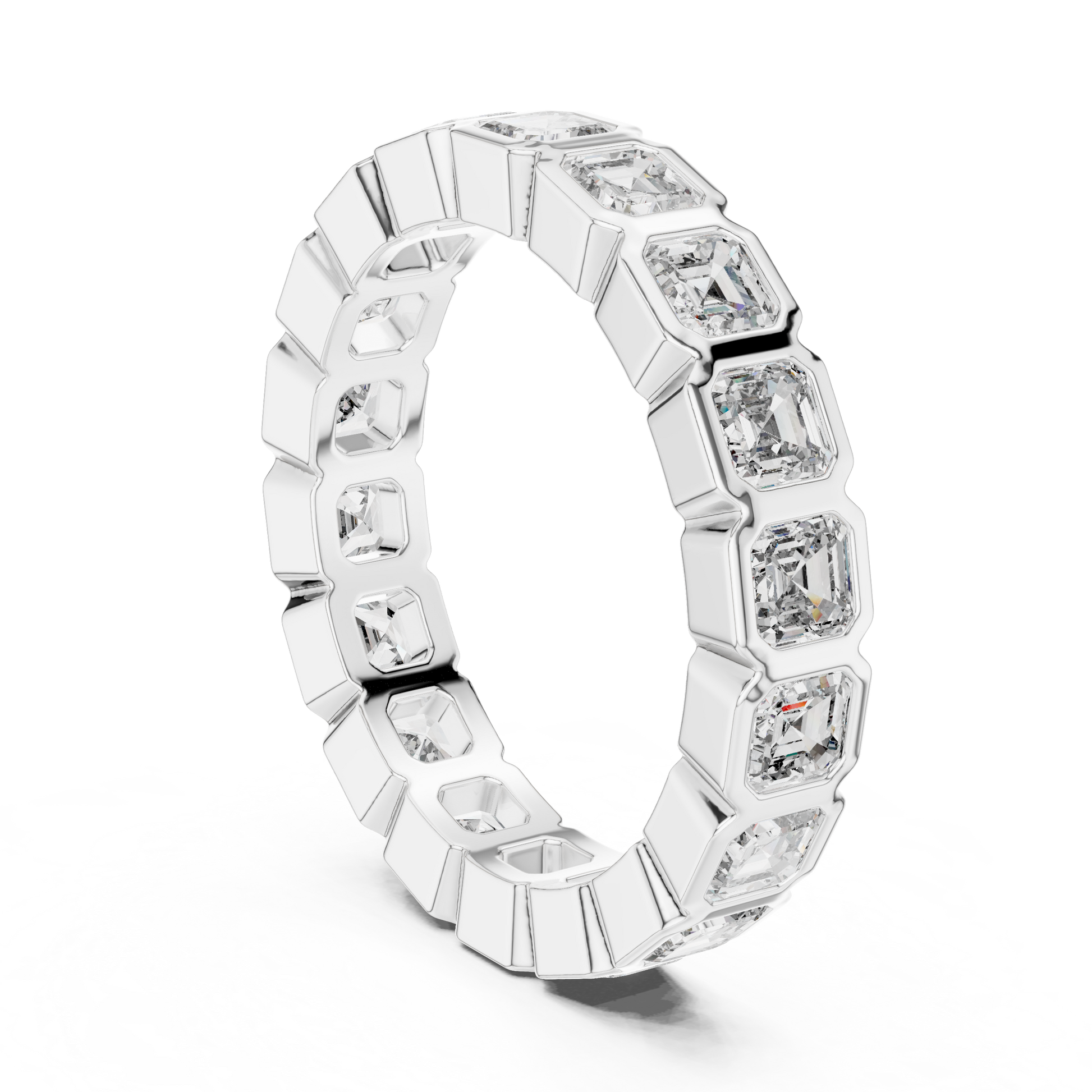 Asscher Cut Lab Grown Diamond Ring in Silver