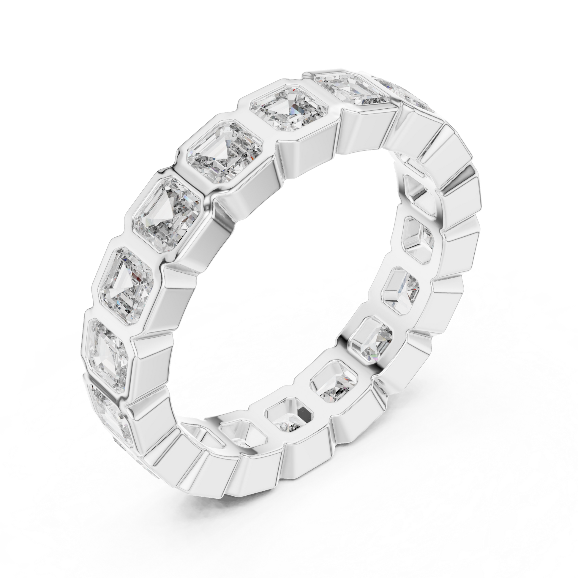 Asscher Cut Lab Grown Diamond Ring in White Gold