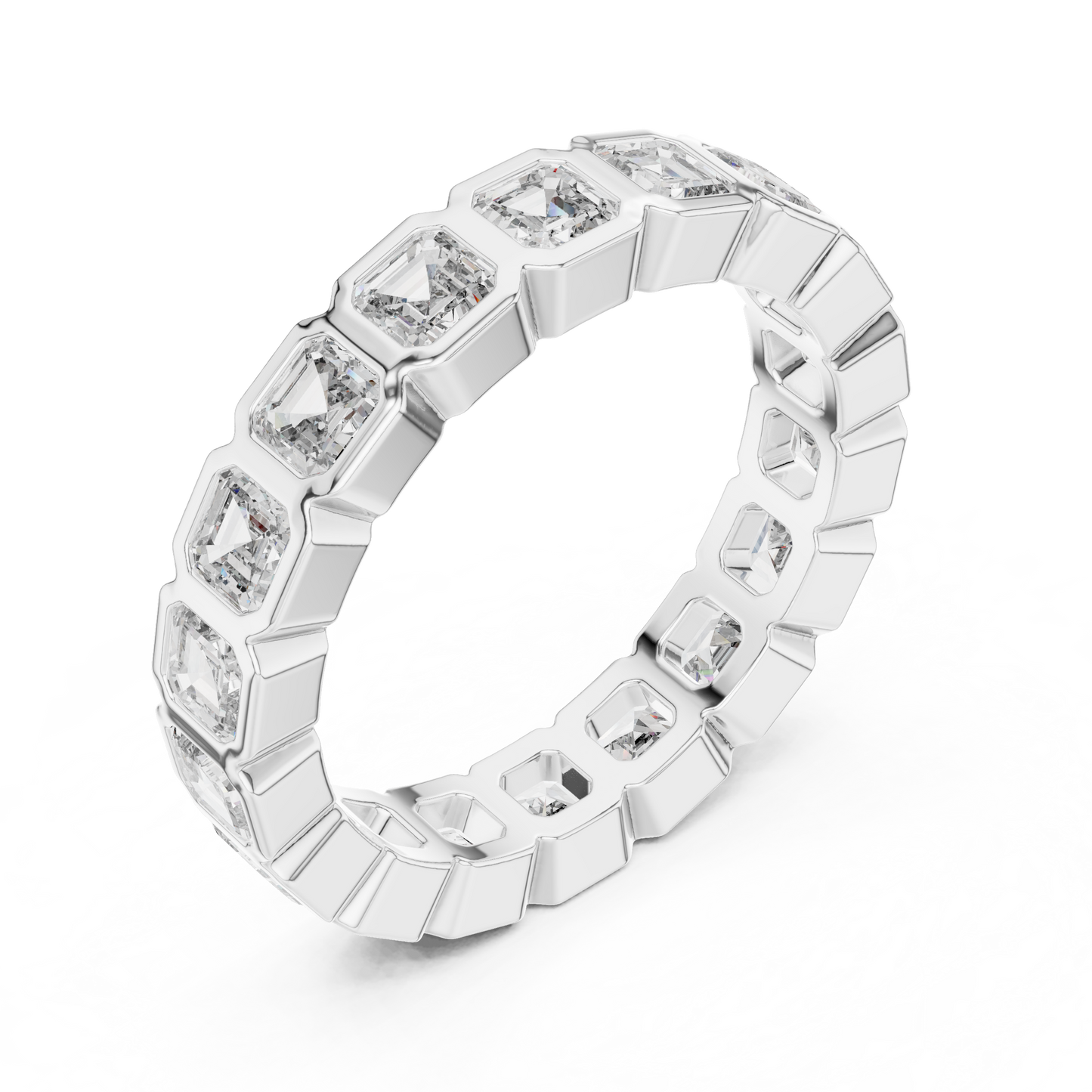 Asscher Cut Lab Grown Diamond Ring in Silver