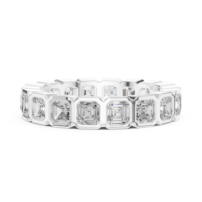 Asscher Cut Lab Grown Diamond Ring in Silver