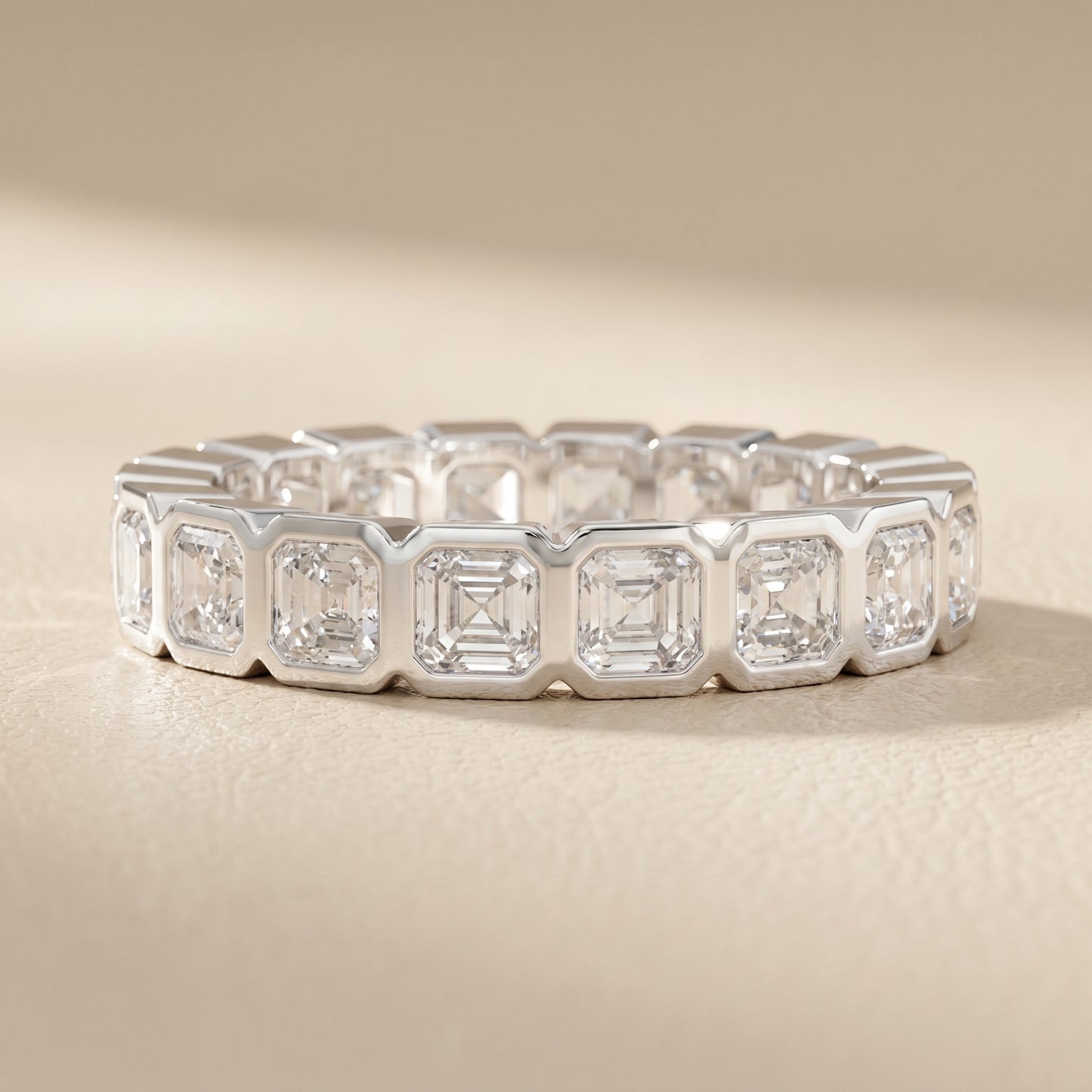 Asscher Cut Lab Grown Diamond Ring in Platinum