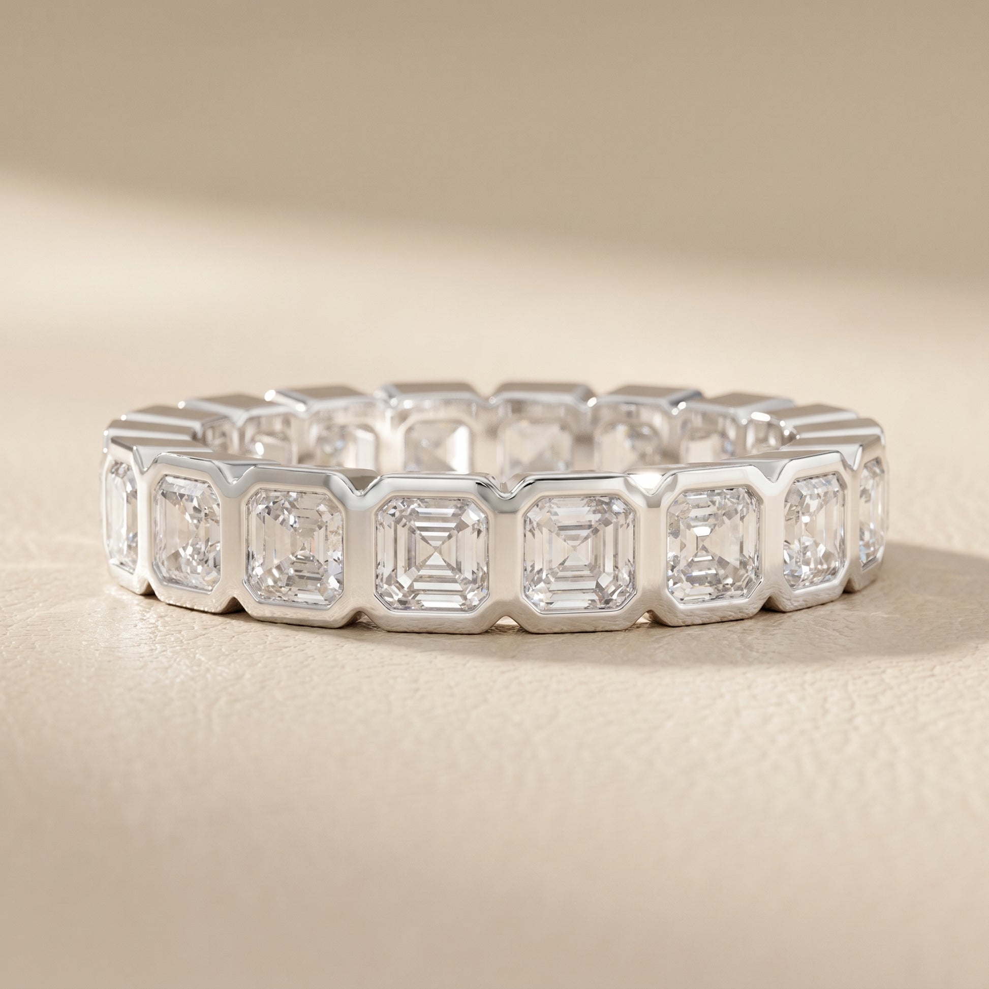 Asscher Cut Lab Grown Diamond Ring in Platinum