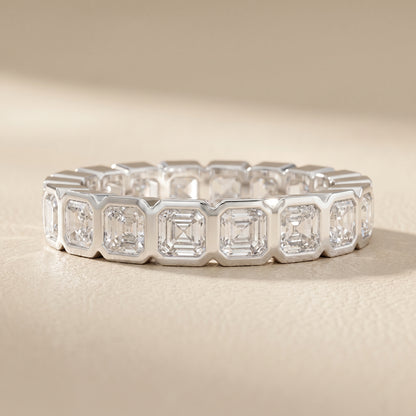 Asscher Cut Lab Grown Diamond Ring in Platinum
