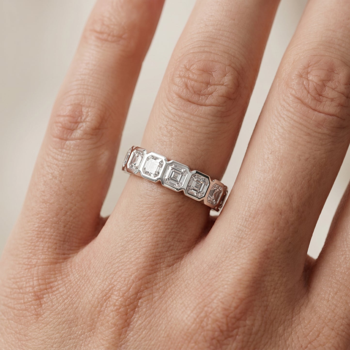 Asscher Cut Lab Grown Diamond Ring in Platinum