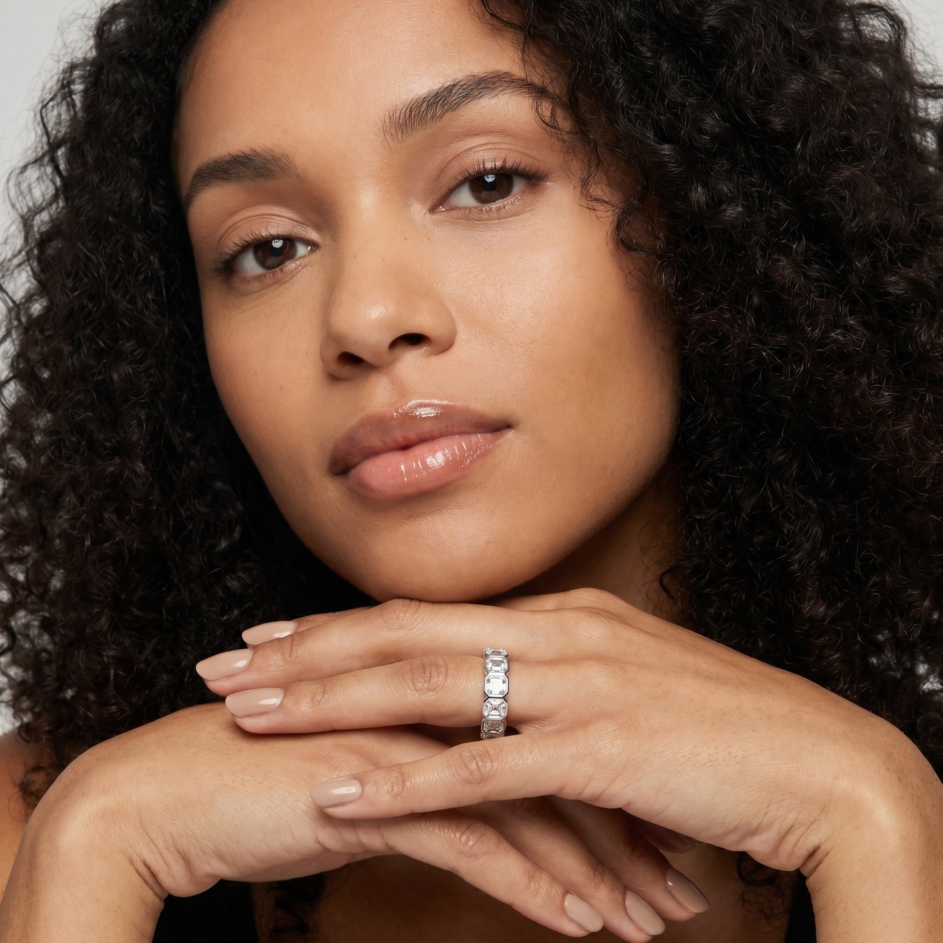 Asscher Cut Lab Grown Diamond Ring in Platinum
