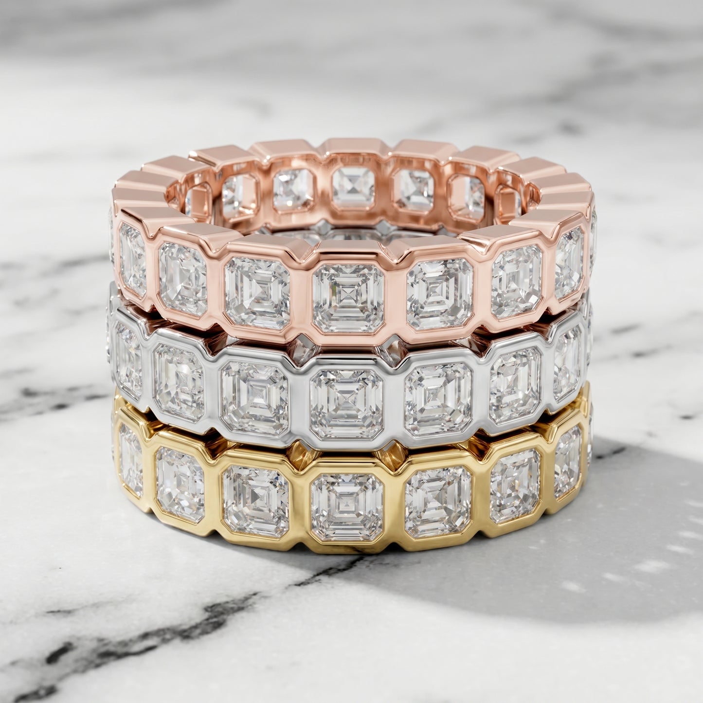 Asscher Cut Lab Grown Diamond Ring in Yellow Gold