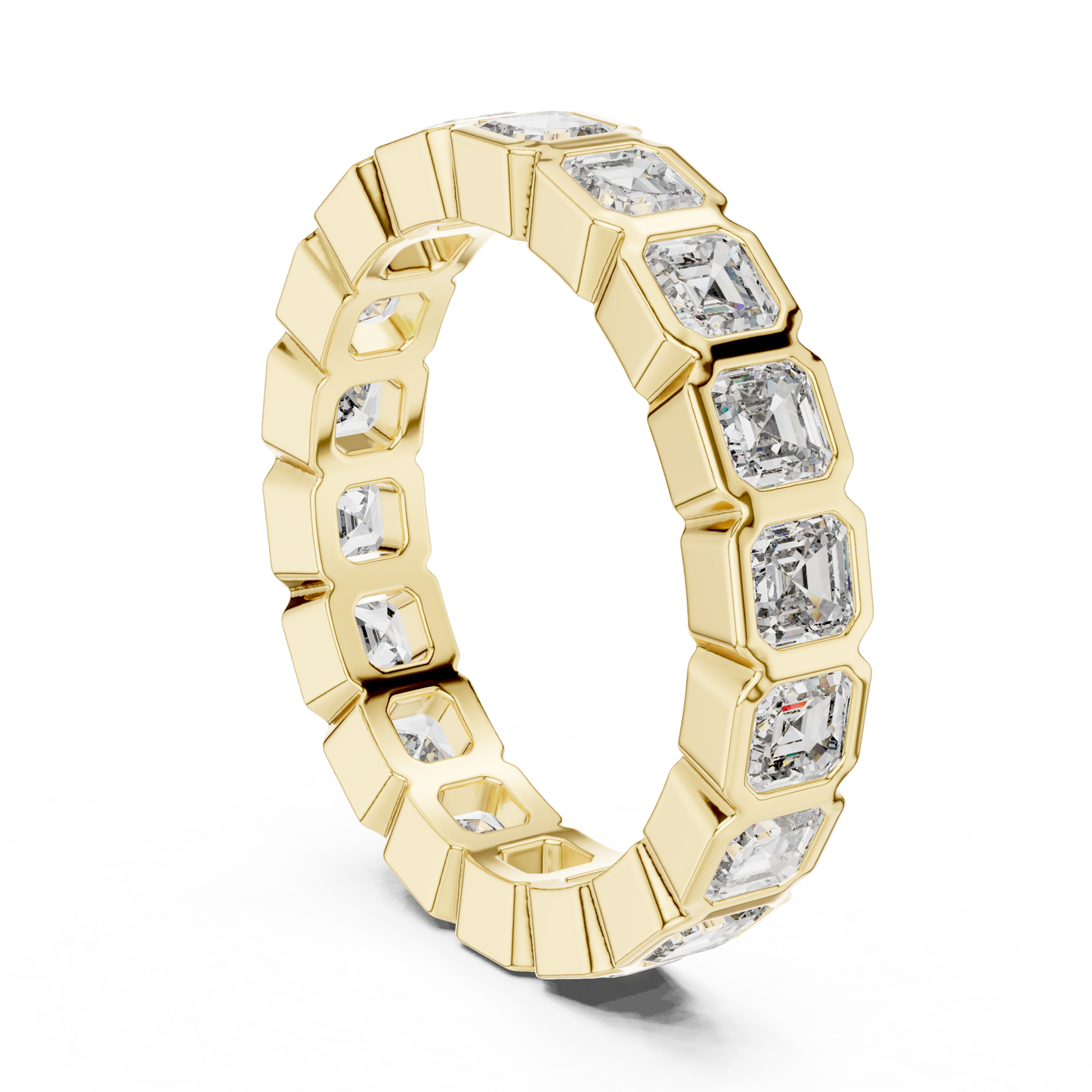 Asscher Cut Lab Grown Diamond Ring in Yellow Gold