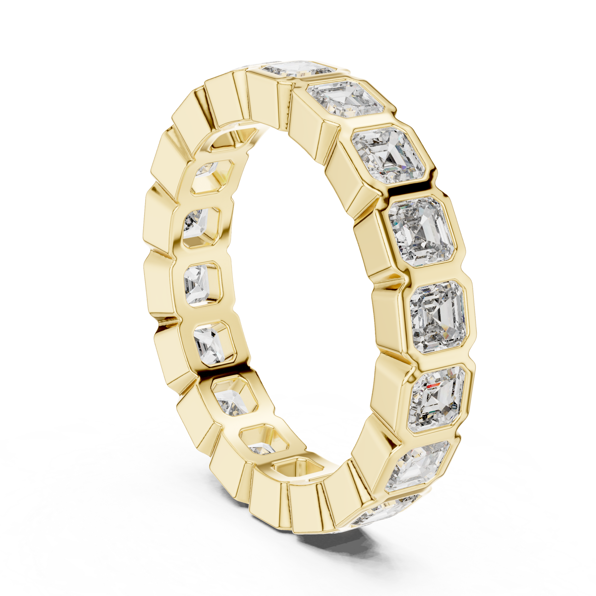 Asscher Cut Lab Grown Diamond Ring in Yellow Gold