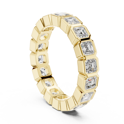 Asscher Cut Lab Grown Diamond Ring in Yellow Gold