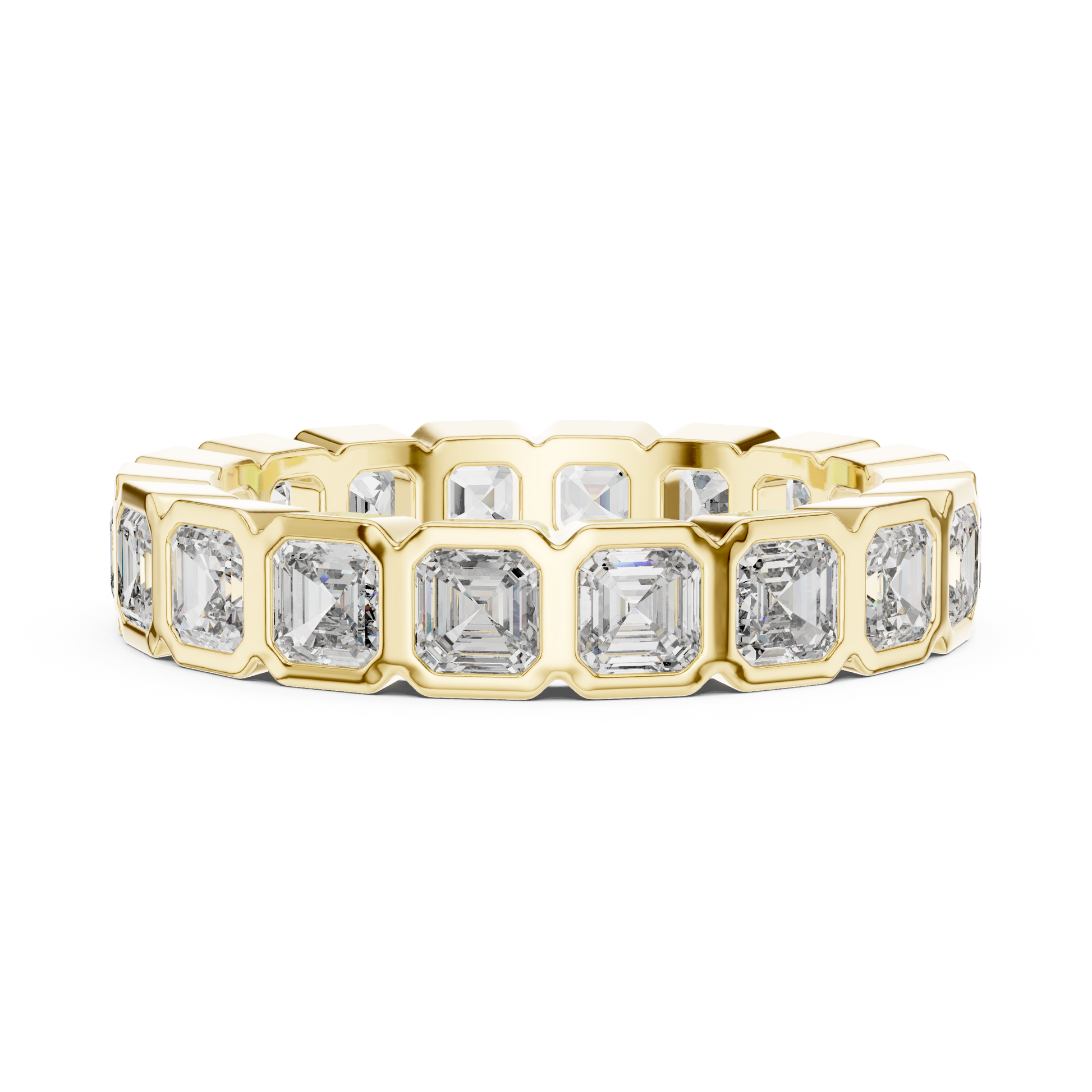 Asscher Cut Lab Grown Diamond Ring in Yellow Gold