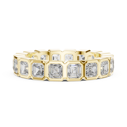 Asscher Cut Lab Grown Diamond Ring in Yellow Gold