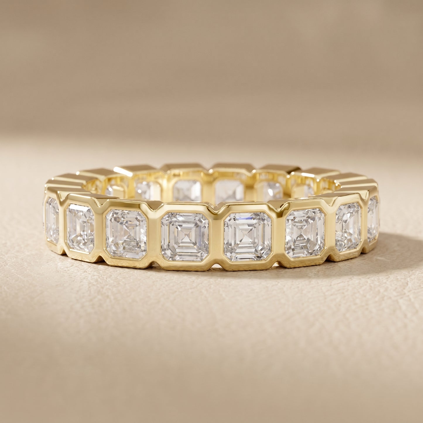 Asscher Cut Lab Grown Diamond Ring in Yellow Gold