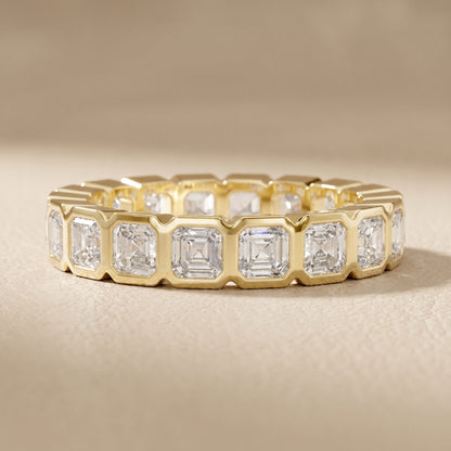Asscher Cut Lab Grown Diamond Ring in Yellow Gold