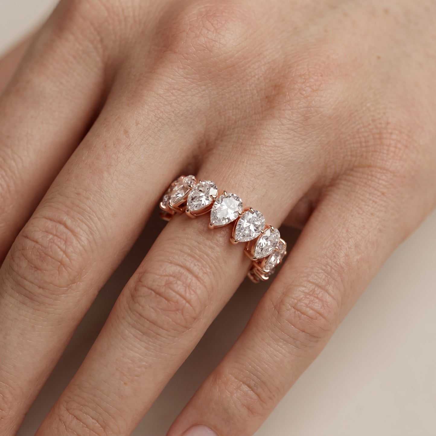 Pear Cut Lab Grown Diamond Ring in Rose Gold