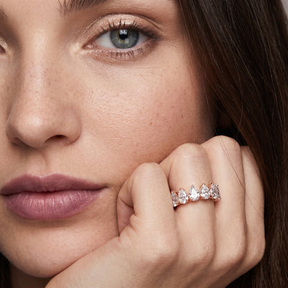 Pear Cut Lab Grown Diamond Ring in Rose Gold